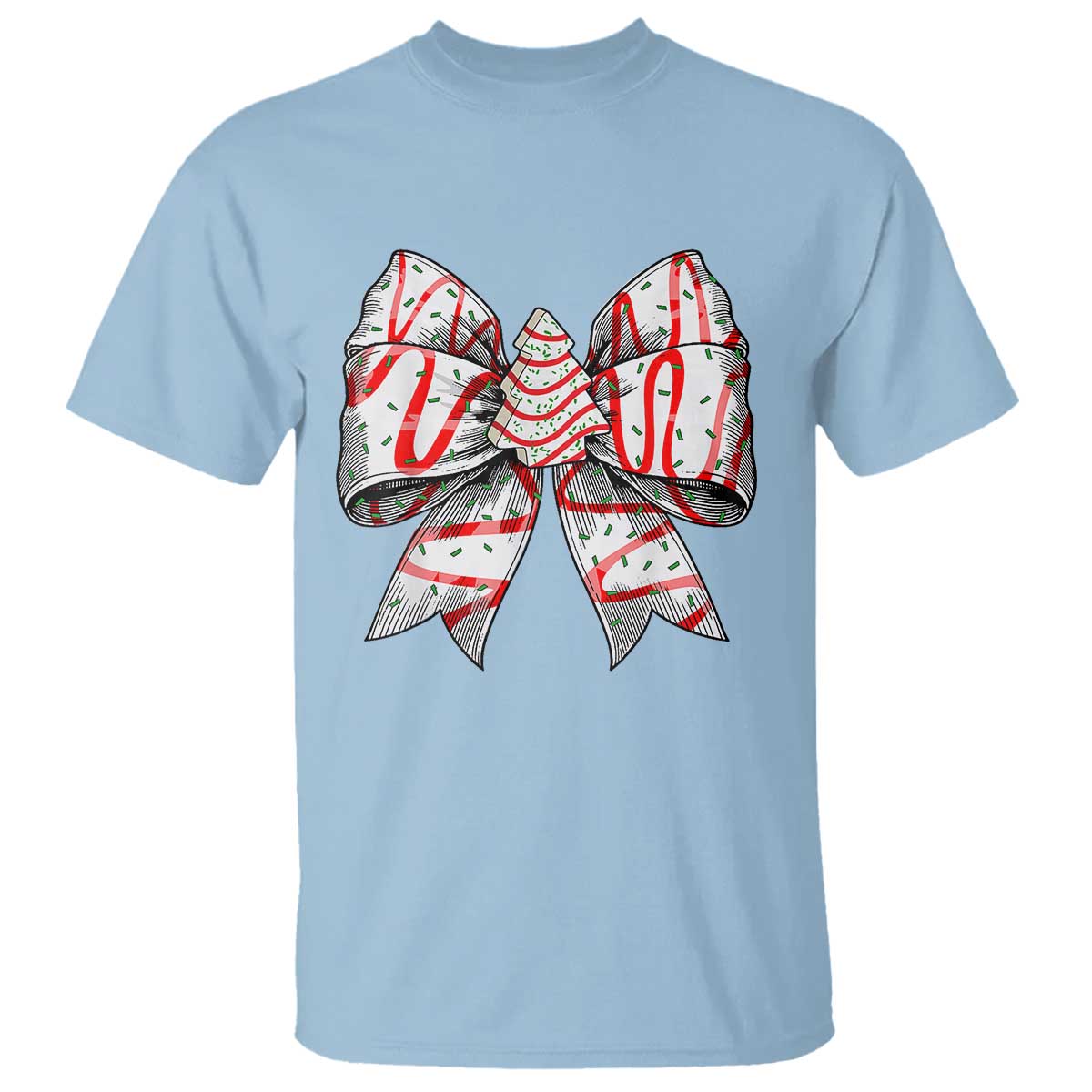 Coquette Bow Christmas Tree Cake T Shirt Xmas Vibes - Wonder Print Shop