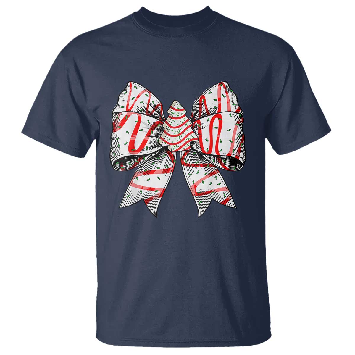 Coquette Bow Christmas Tree Cake T Shirt Xmas Vibes - Wonder Print Shop