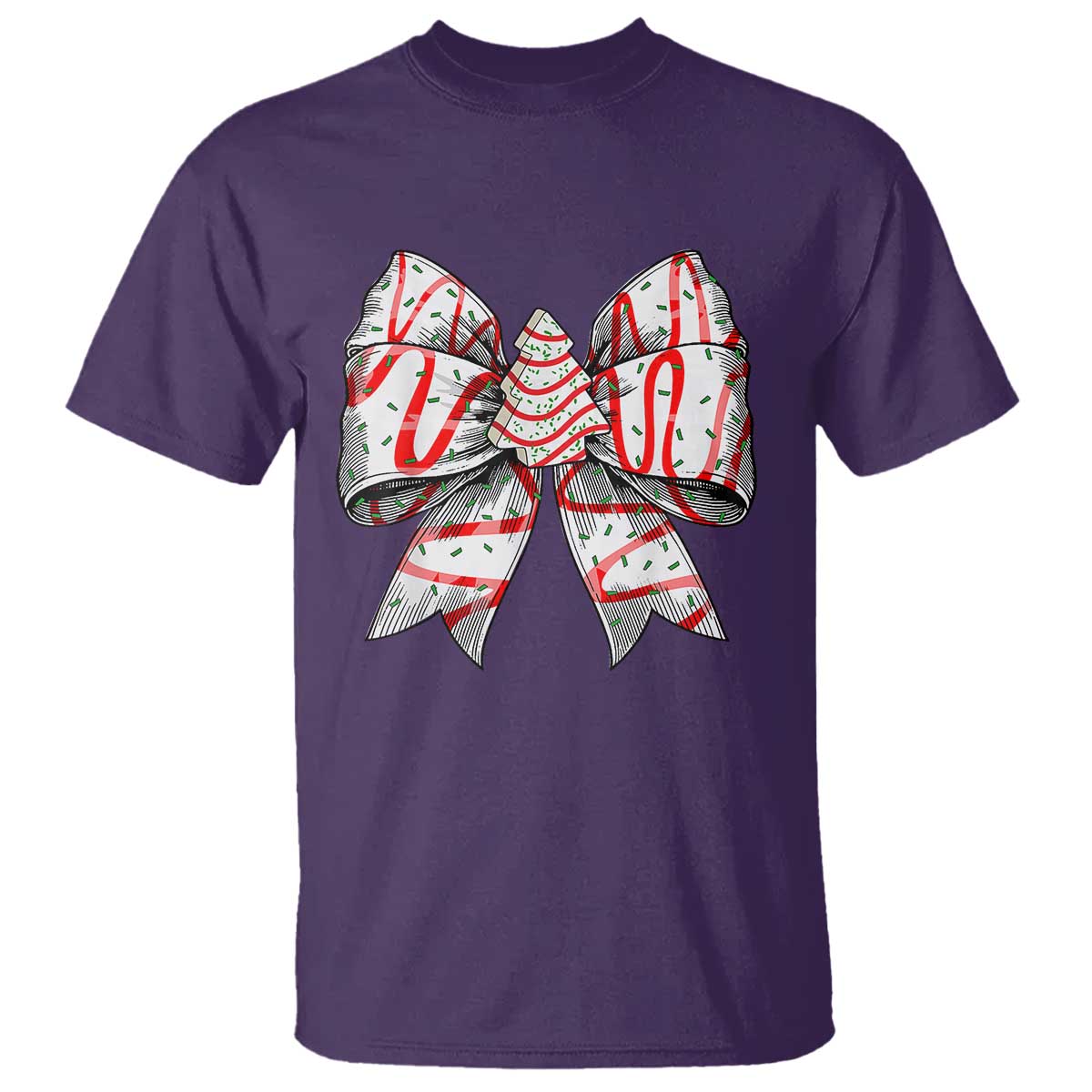 Coquette Bow Christmas Tree Cake T Shirt Xmas Vibes - Wonder Print Shop