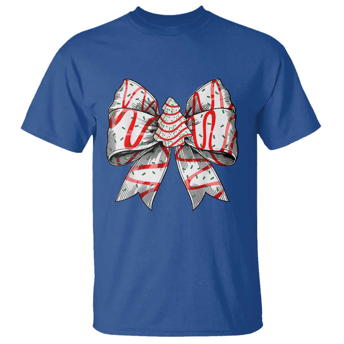 Coquette Bow Christmas Tree Cake T Shirt Xmas Vibes - Wonder Print Shop