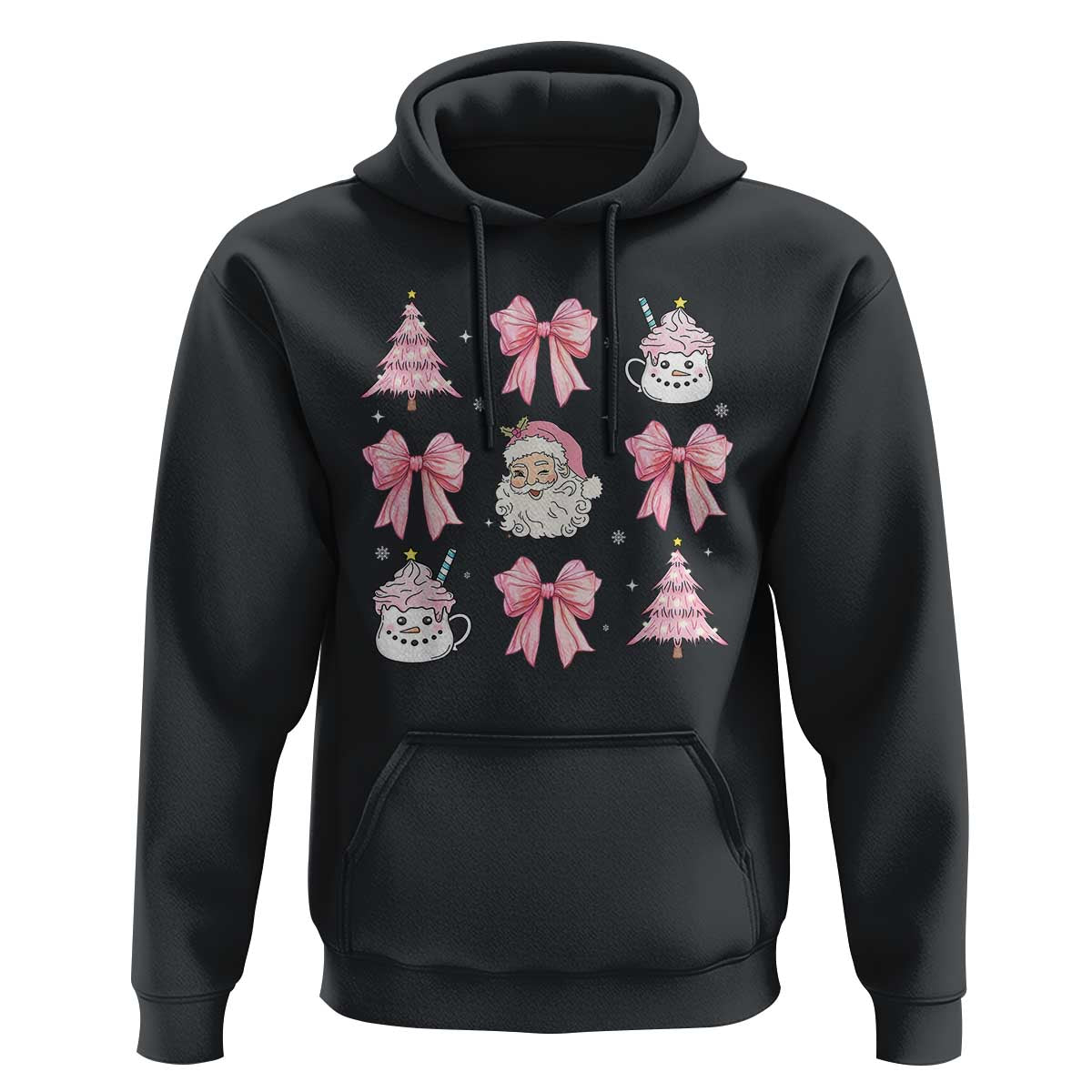 Pink Christmas Coquette Bow Hoodie Santa Festive Xmas Vibe