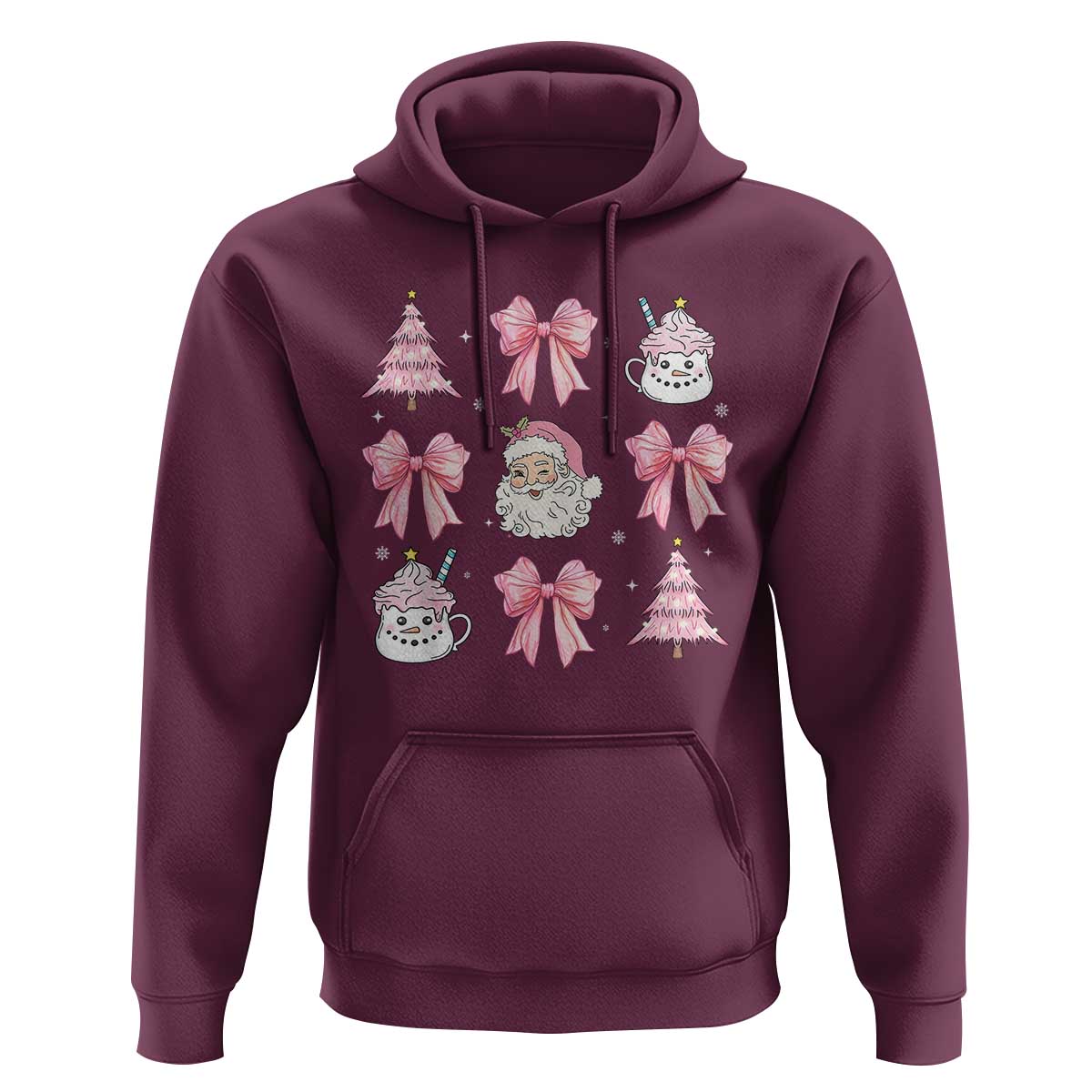 Pink Christmas Coquette Bow Hoodie Santa Festive Xmas Vibe