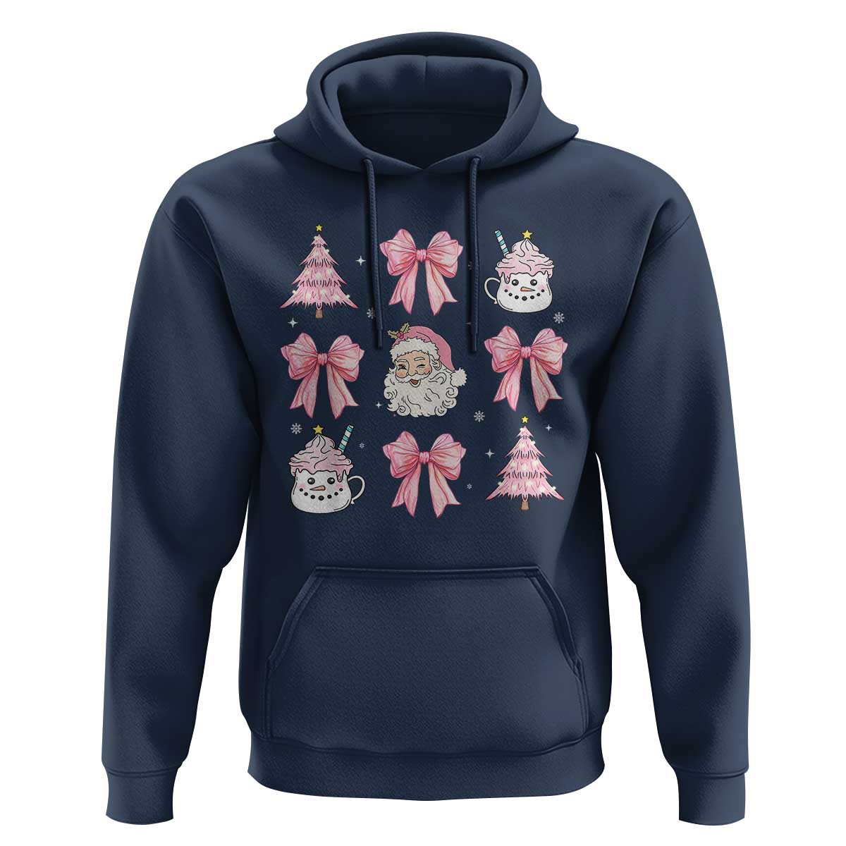 Pink Christmas Coquette Bow Hoodie Santa Festive Xmas Vibe
