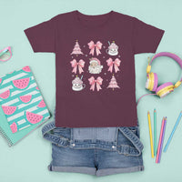 Pink Christmas Coquette Bow T Shirt For Kid Santa Festive Xmas Vibe - Wonder Print Shop