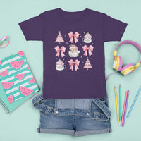 Pink Christmas Coquette Bow T Shirt For Kid Santa Festive Xmas Vibe - Wonder Print Shop