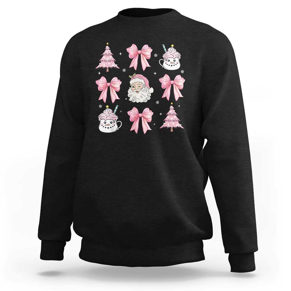Pink Christmas Coquette Bow Sweatshirt Santa Festive Xmas Vibe - Wonder Print Shop