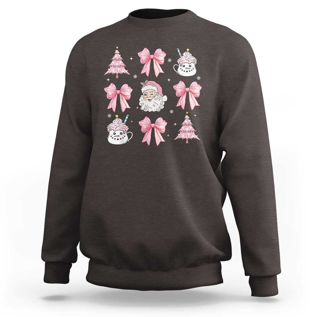 Pink Christmas Coquette Bow Sweatshirt Santa Festive Xmas Vibe - Wonder Print Shop