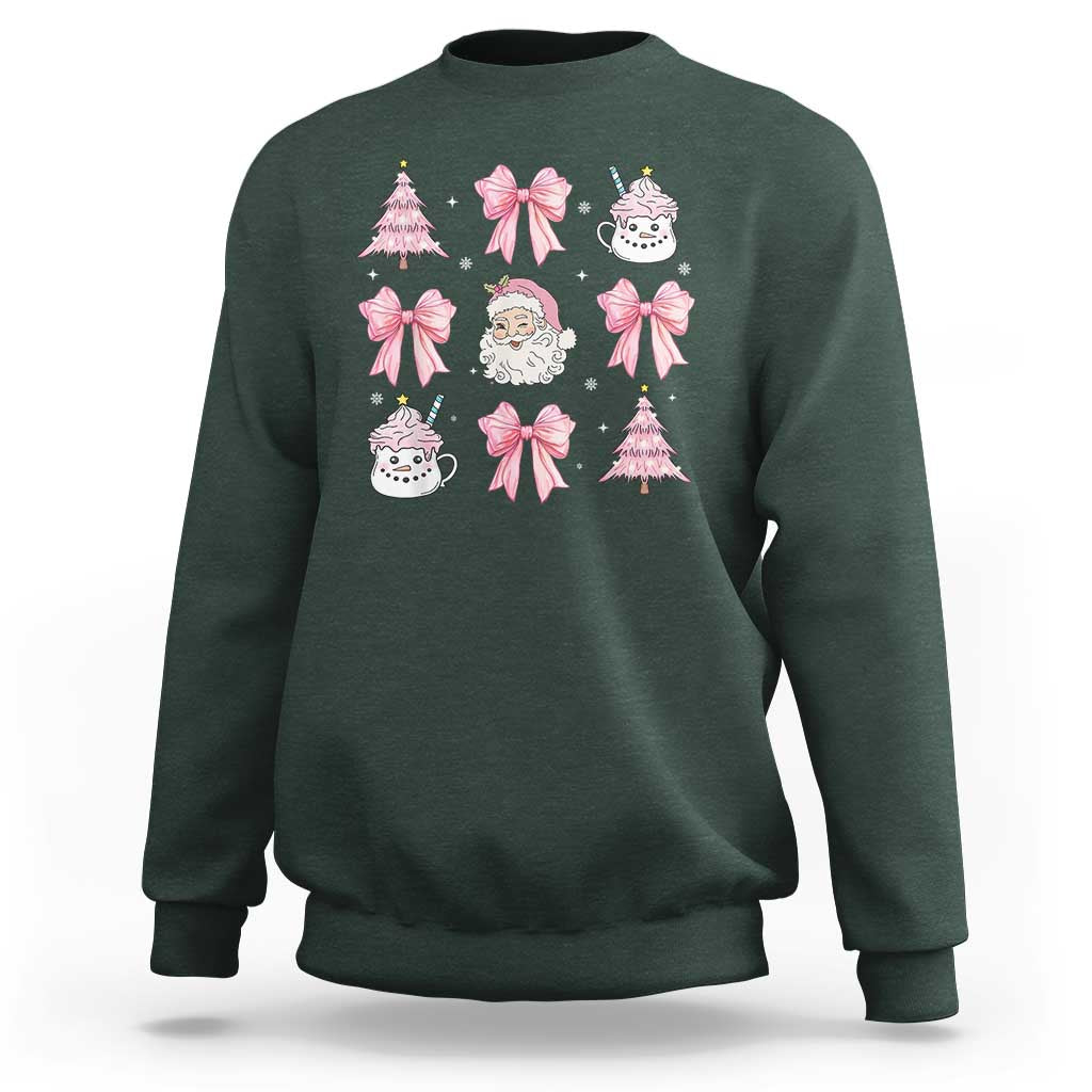 Pink Christmas Coquette Bow Sweatshirt Santa Festive Xmas Vibe - Wonder Print Shop