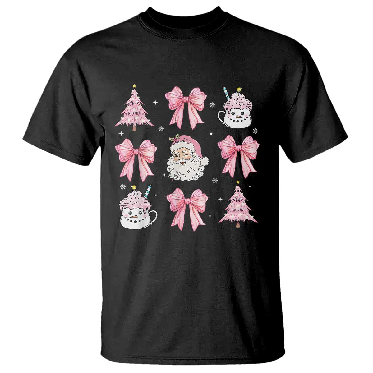 Pink Christmas Coquette Bow T Shirt Santa Festive Xmas Vibe - Wonder Print Shop