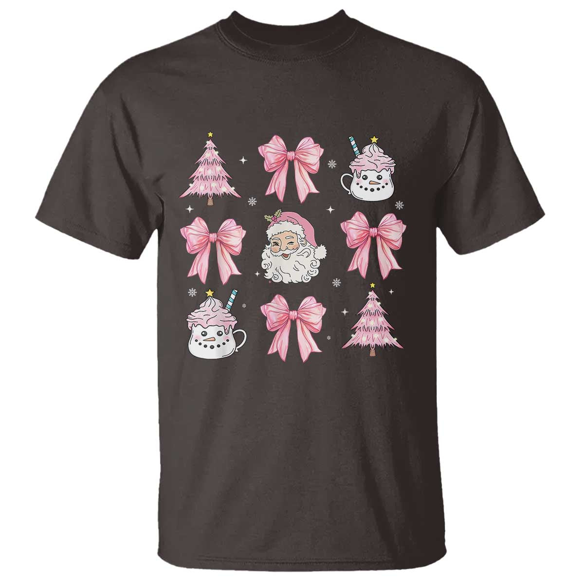 Pink Christmas Coquette Bow T Shirt Santa Festive Xmas Vibe - Wonder Print Shop