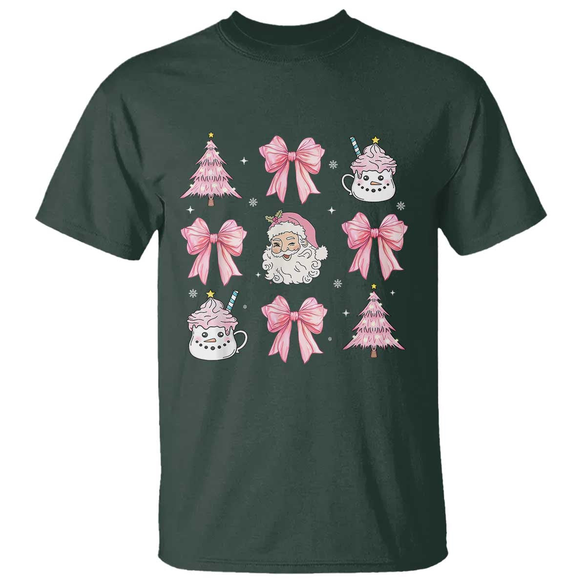 Pink Christmas Coquette Bow T Shirt Santa Festive Xmas Vibe - Wonder Print Shop