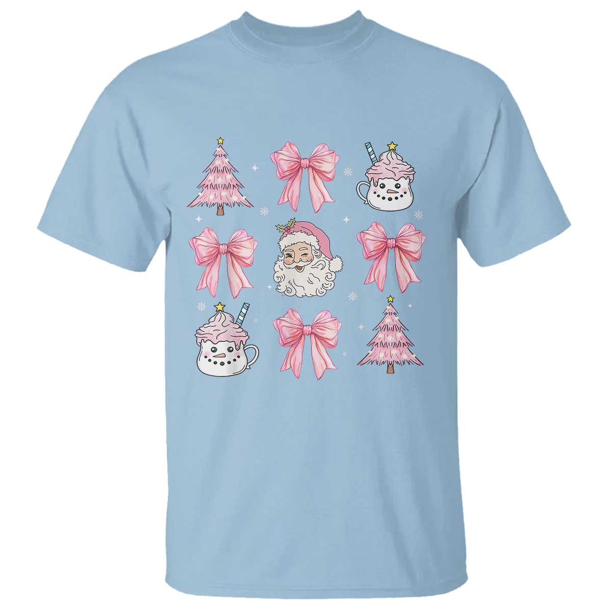 Pink Christmas Coquette Bow T Shirt Santa Festive Xmas Vibe - Wonder Print Shop