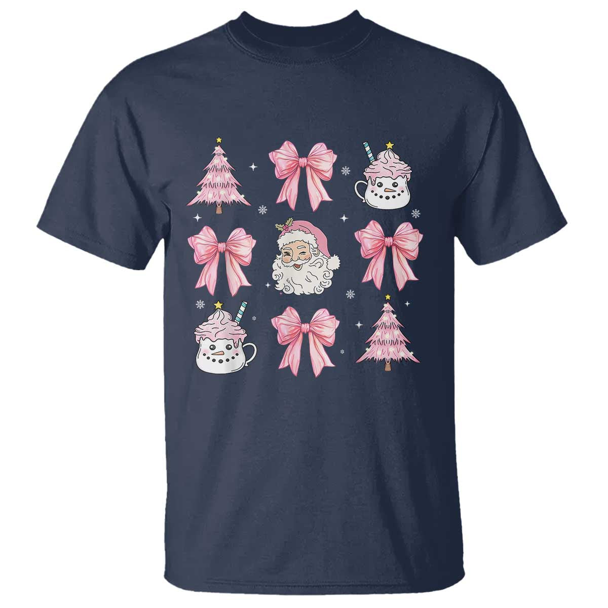Pink Christmas Coquette Bow T Shirt Santa Festive Xmas Vibe - Wonder Print Shop
