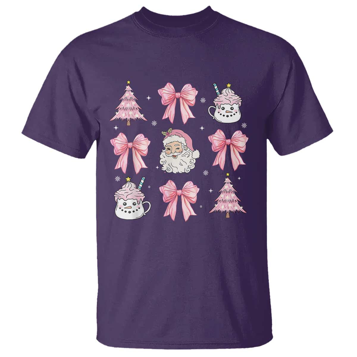 Pink Christmas Coquette Bow T Shirt Santa Festive Xmas Vibe - Wonder Print Shop