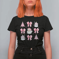 Pink Christmas Coquette Bow T Shirt For Women Santa Festive Xmas Vibe - Wonder Print Shop