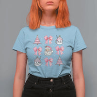 Pink Christmas Coquette Bow T Shirt For Women Santa Festive Xmas Vibe - Wonder Print Shop