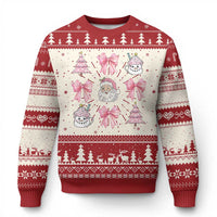 Pink Christmas Coquette Bow Ugly Christmas Sweater Santa Festive Xmas Vibe - Wonder Print Shop