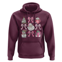 Retro Santa Claus Pink Coquette Bow Hoodie Festive Xmas Vibe