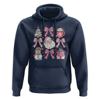 Retro Santa Claus Pink Coquette Bow Hoodie Festive Xmas Vibe