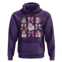 Retro Santa Claus Pink Coquette Bow Hoodie Festive Xmas Vibe
