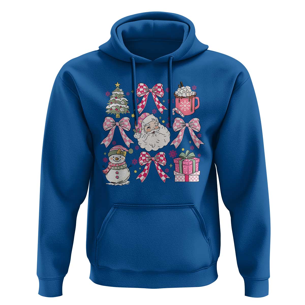 Retro Santa Claus Pink Coquette Bow Hoodie Festive Xmas Vibe