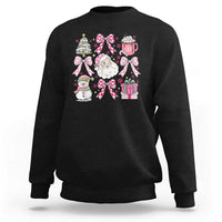 Retro Santa Claus Pink Coquette Bow Sweatshirt Festive Xmas Vibe - Wonder Print Shop