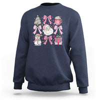 Retro Santa Claus Pink Coquette Bow Sweatshirt Festive Xmas Vibe - Wonder Print Shop