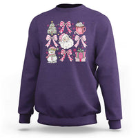 Retro Santa Claus Pink Coquette Bow Sweatshirt Festive Xmas Vibe - Wonder Print Shop