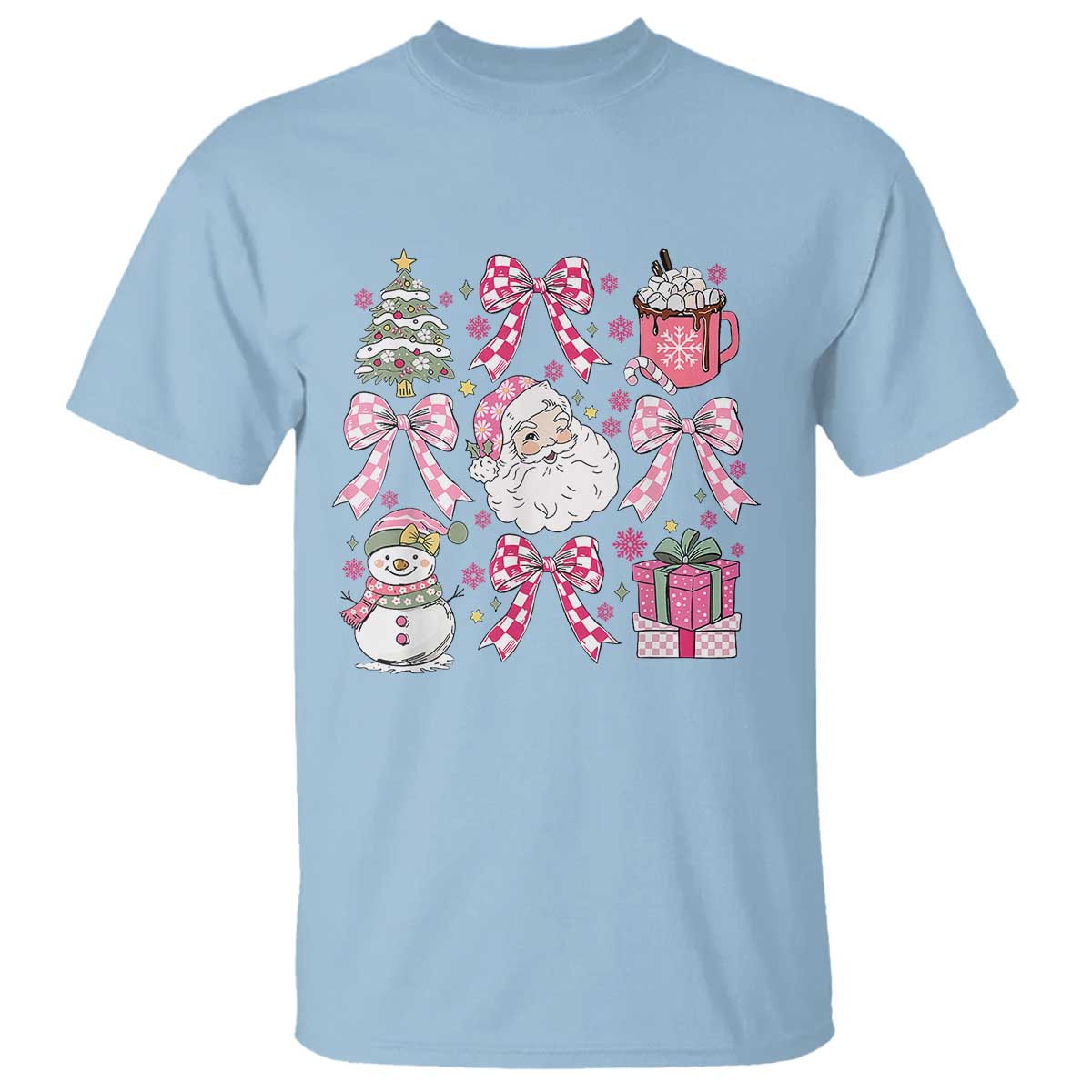 Retro Santa Claus Pink Coquette Bow T Shirt Festive Xmas Vibe - Wonder Print Shop