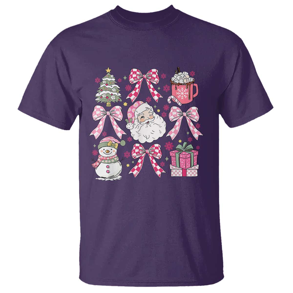 Retro Santa Claus Pink Coquette Bow T Shirt Festive Xmas Vibe - Wonder Print Shop