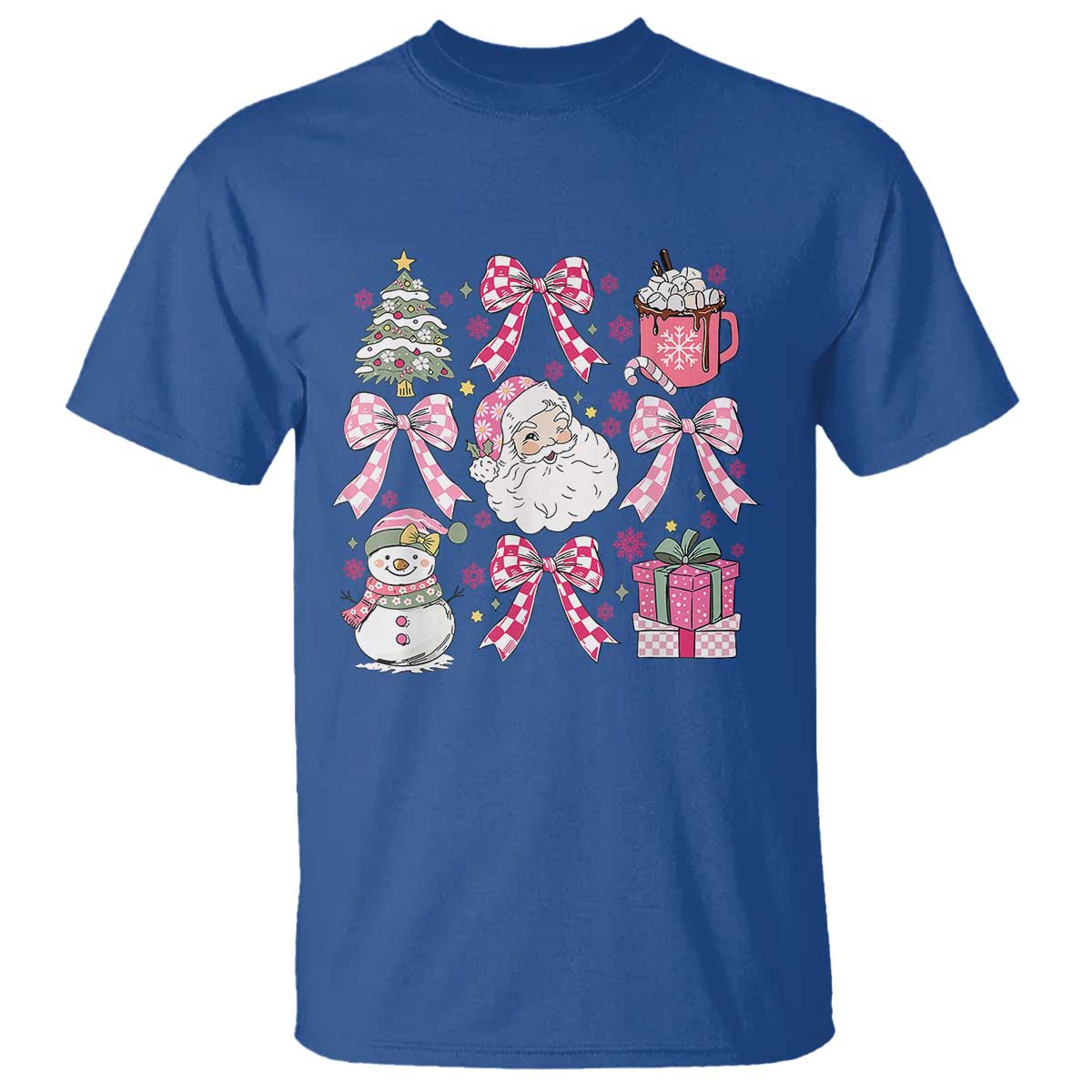 Retro Santa Claus Pink Coquette Bow T Shirt Festive Xmas Vibe - Wonder Print Shop