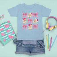 Vintage Pink Christmas Coquette Bow T Shirt For Kid Santa Claus Festive Xmas Vibe - Wonder Print Shop