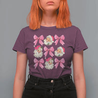 Vintage Pink Christmas Coquette Bow T Shirt For Women Santa Claus Festive Xmas Vibe - Wonder Print Shop