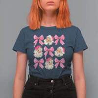 Vintage Pink Christmas Coquette Bow T Shirt For Women Santa Claus Festive Xmas Vibe - Wonder Print Shop