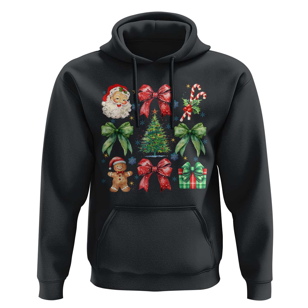 Christmas Tree Retro Coquette Bow Hoodie Santa Claus Candy Festive Xmas Vibes