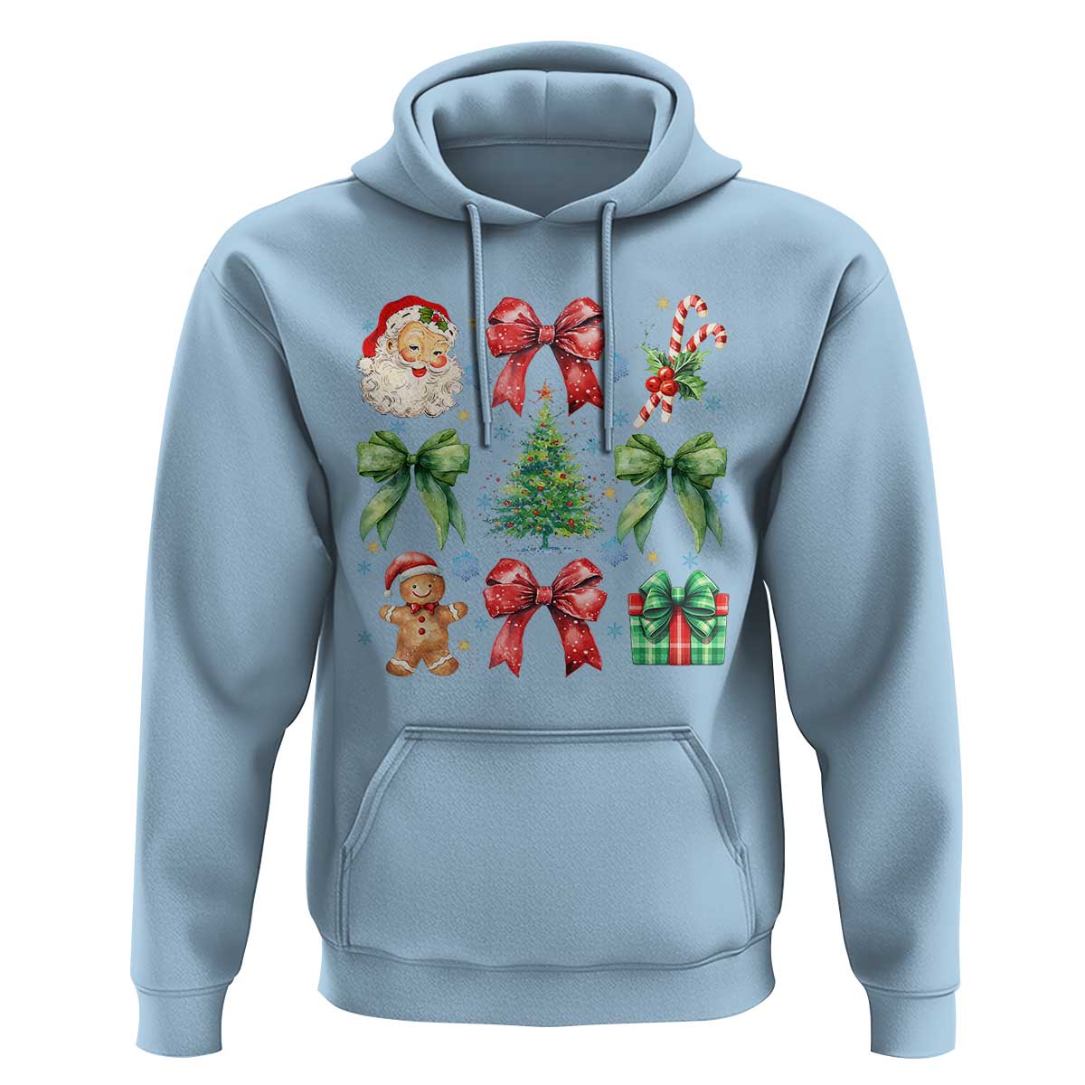 Christmas Tree Retro Coquette Bow Hoodie Santa Claus Candy Festive Xmas Vibes