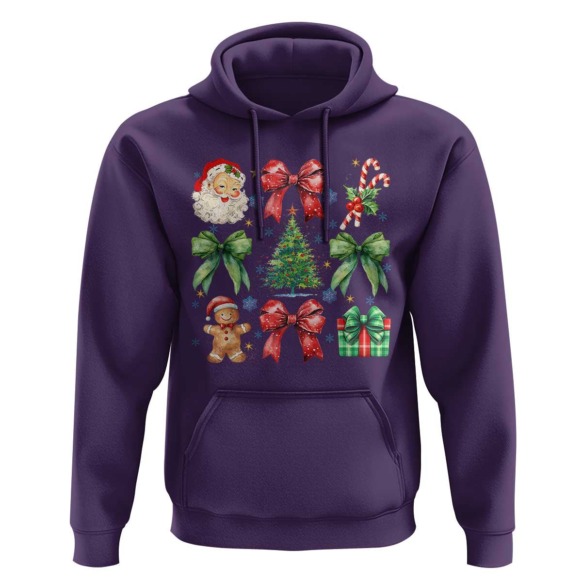 Christmas Tree Retro Coquette Bow Hoodie Santa Claus Candy Festive Xmas Vibes