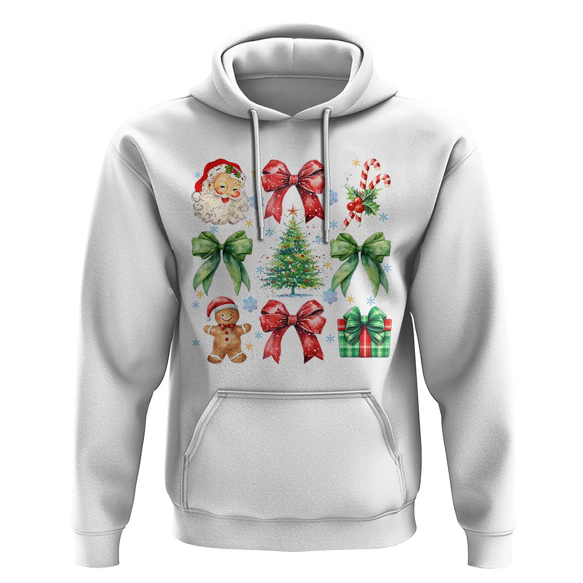 Christmas Tree Retro Coquette Bow Hoodie Santa Claus Candy Festive Xmas Vibes