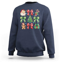 Christmas Tree Retro Coquette Bow Sweatshirt Santa Claus Candy Festive Xmas Vibes - Wonder Print Shop