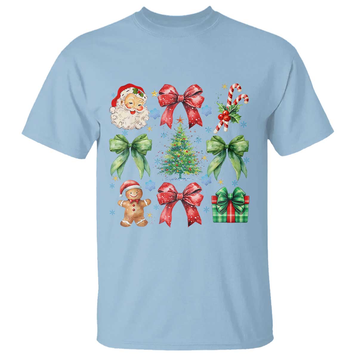Christmas Tree Retro Coquette Bow T Shirt Santa Claus Candy Festive Xmas Vibes - Wonder Print Shop