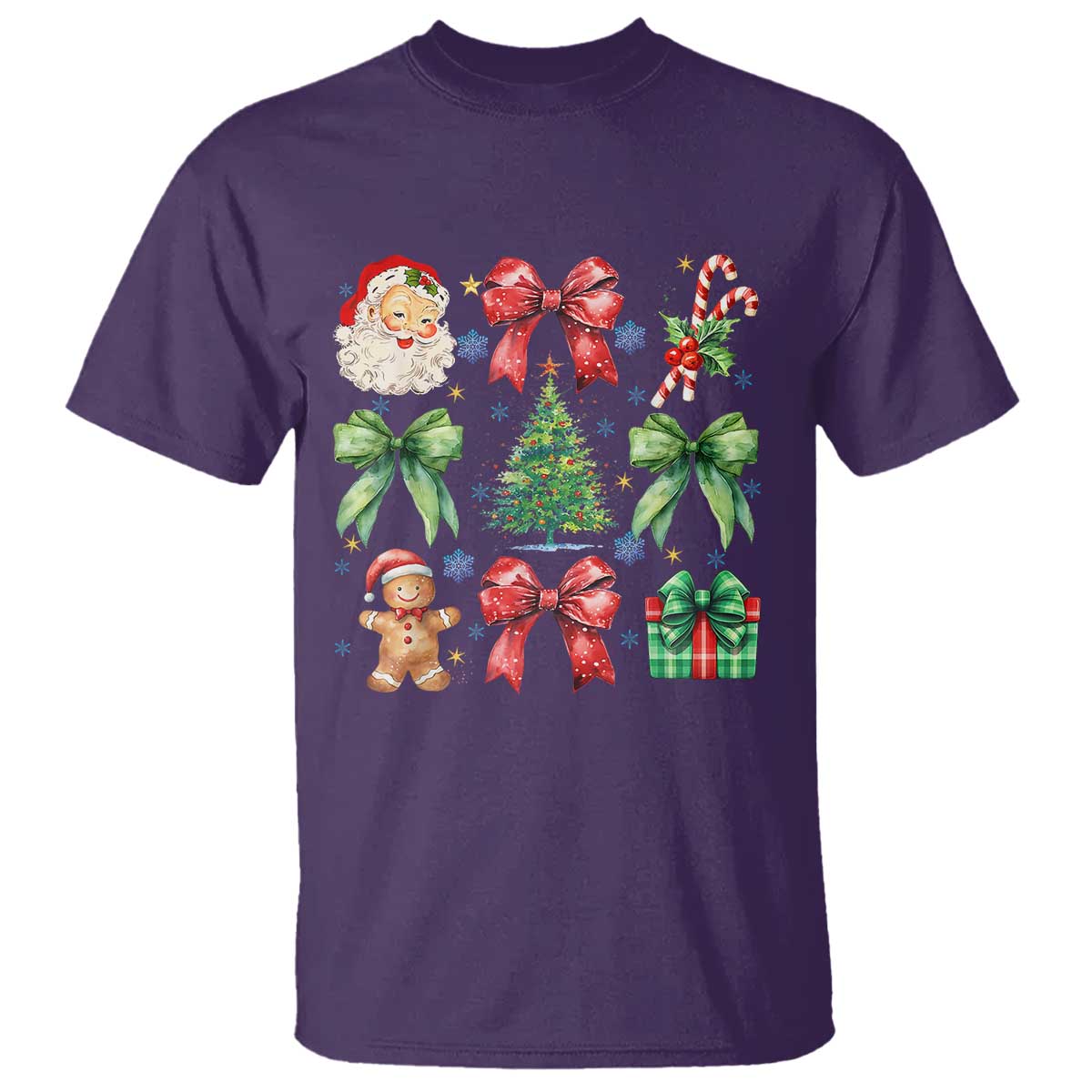 Christmas Tree Retro Coquette Bow T Shirt Santa Claus Candy Festive Xmas Vibes - Wonder Print Shop
