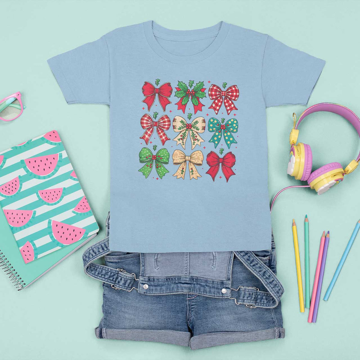 Merry Christmas Coquette Bow T Shirt For Kid Festive Xmas Vibe - Wonder Print Shop