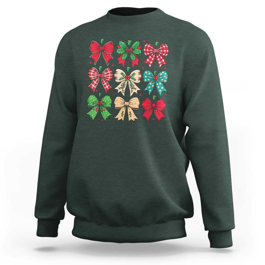 Merry Christmas Coquette Bow Sweatshirt Festive Xmas Vibe - Wonder Print Shop