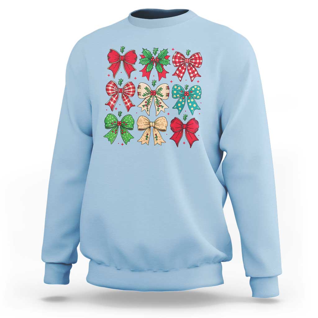 Merry Christmas Coquette Bow Sweatshirt Festive Xmas Vibe - Wonder Print Shop
