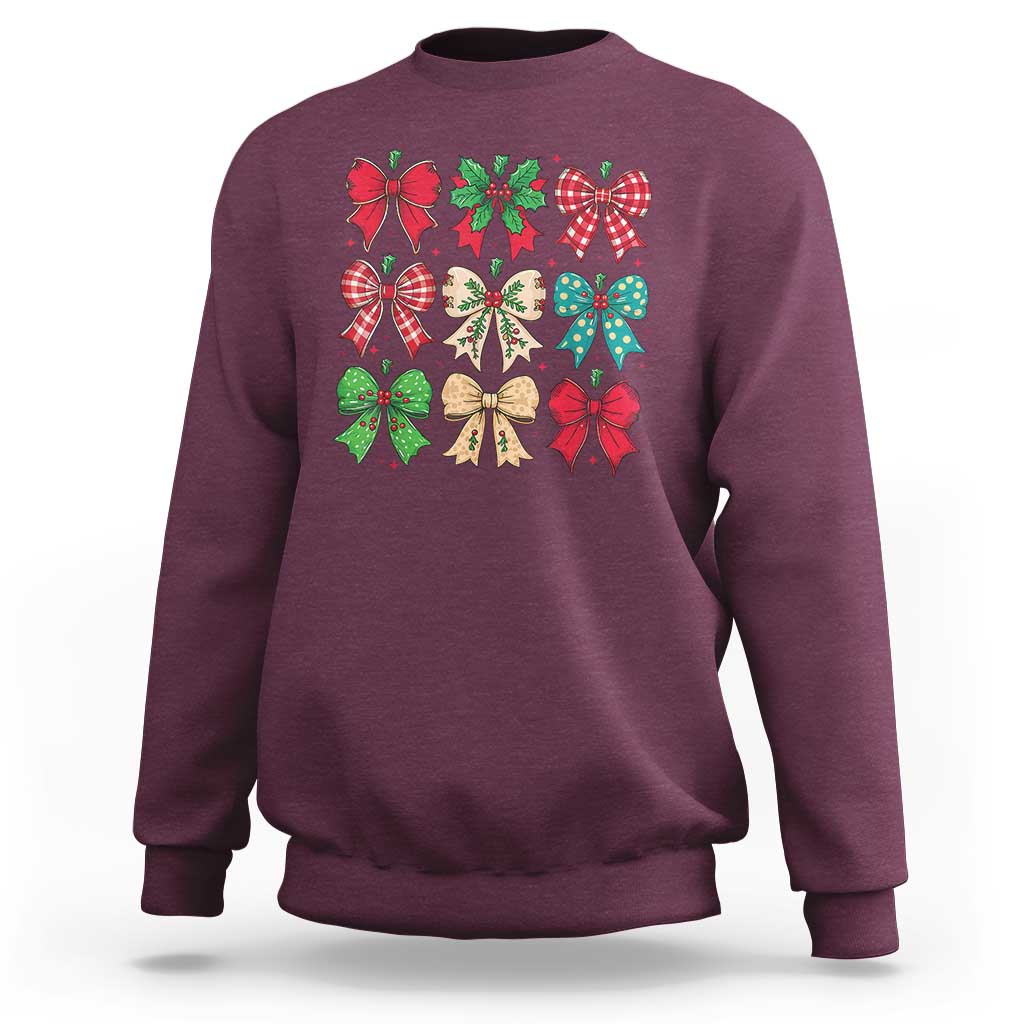 Merry Christmas Coquette Bow Sweatshirt Festive Xmas Vibe - Wonder Print Shop