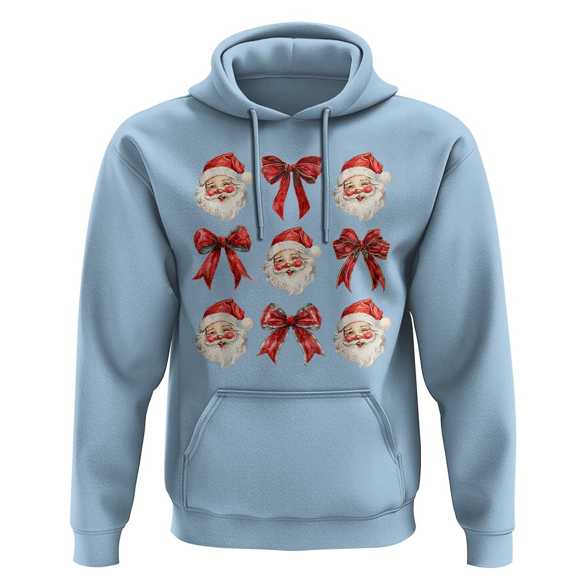 Plaid Coquette Bow Santa Claus Hoodie Merry Xmas Festive