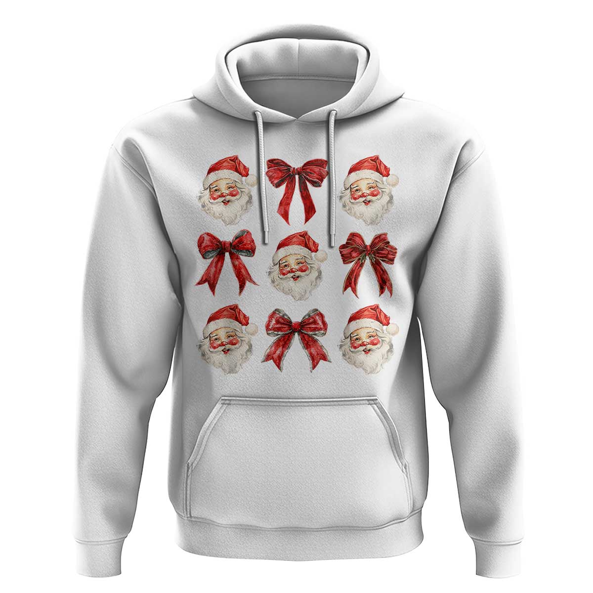 Plaid Coquette Bow Santa Claus Hoodie Merry Xmas Festive