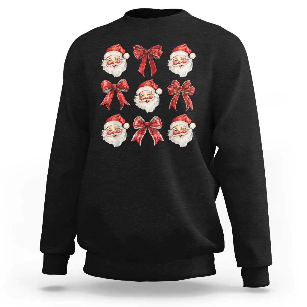 Plaid Coquette Bow Santa Claus Sweatshirt Merry Xmas Festive - Wonder Print Shop