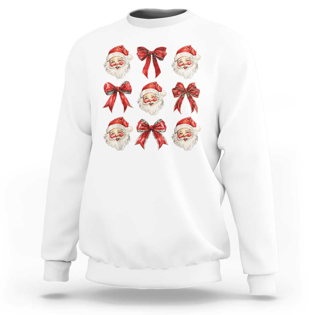 Plaid Coquette Bow Santa Claus Sweatshirt Merry Xmas Festive - Wonder Print Shop