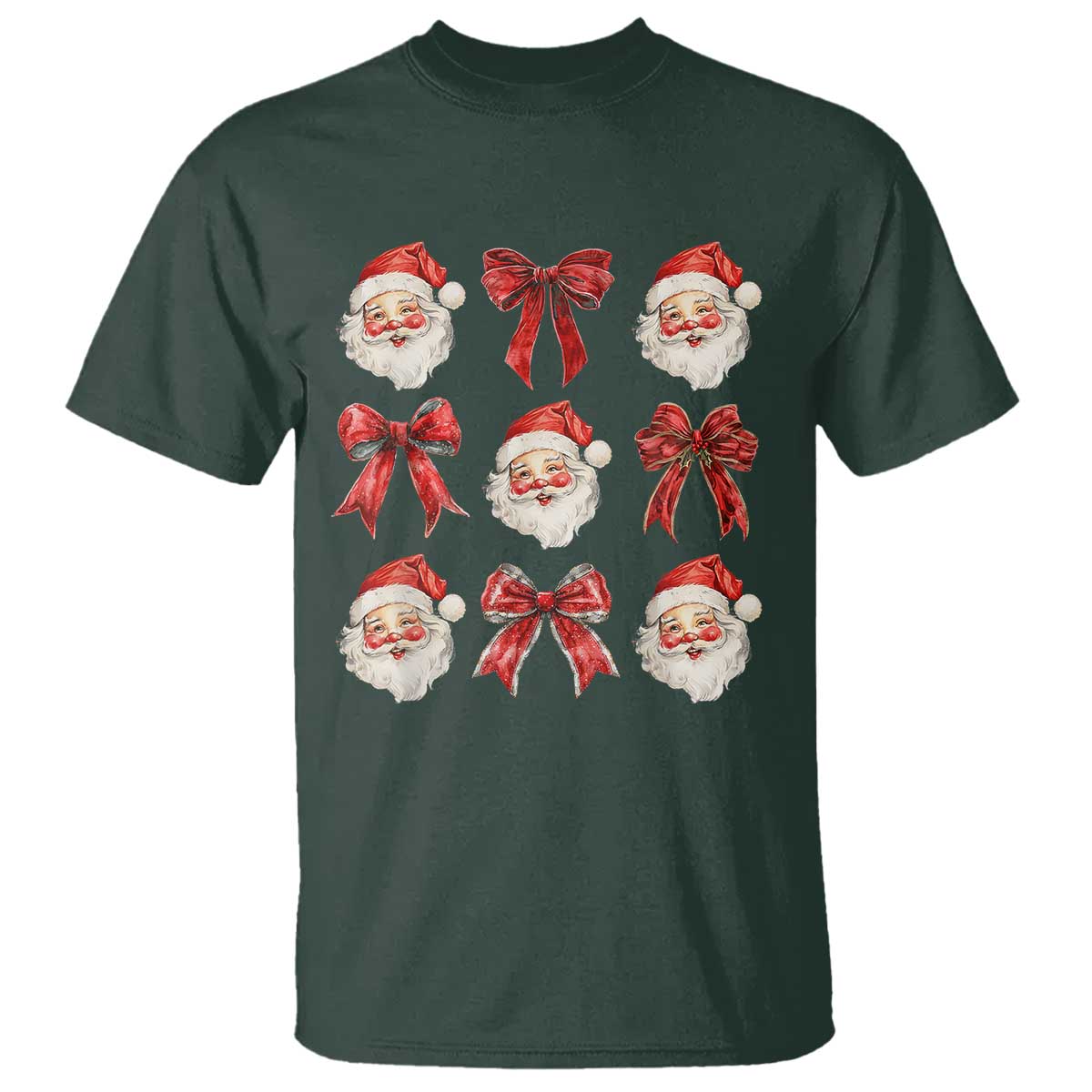 Plaid Coquette Bow Santa Claus T Shirt Merry Xmas Festive - Wonder Print Shop